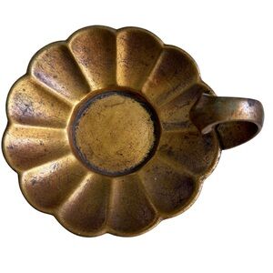 Vintage Gold Floral Candle Holder‎ Dish | MCM Freeman McFarlin Style